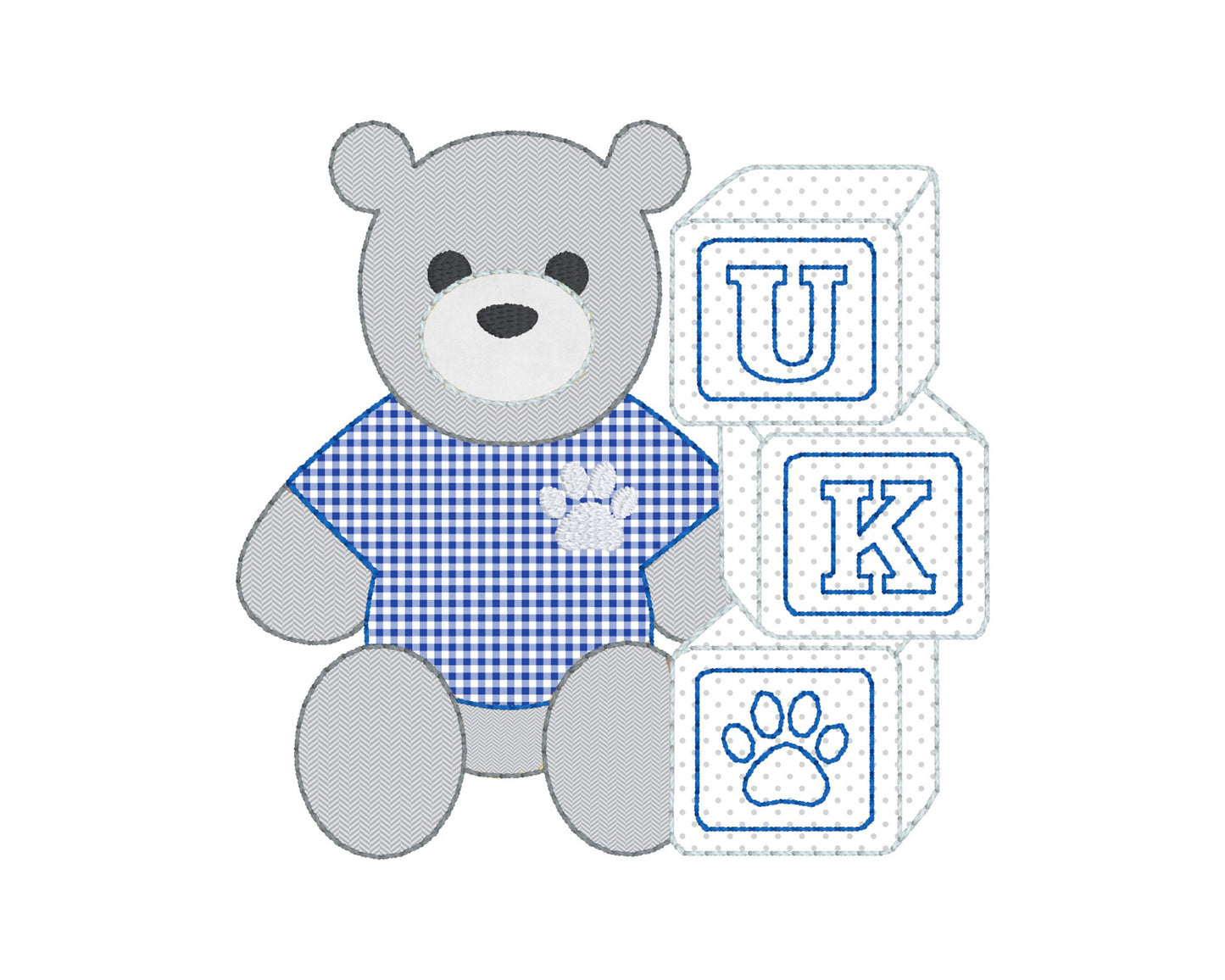 Kentucky Teddy Bear Bean Stitch Applique