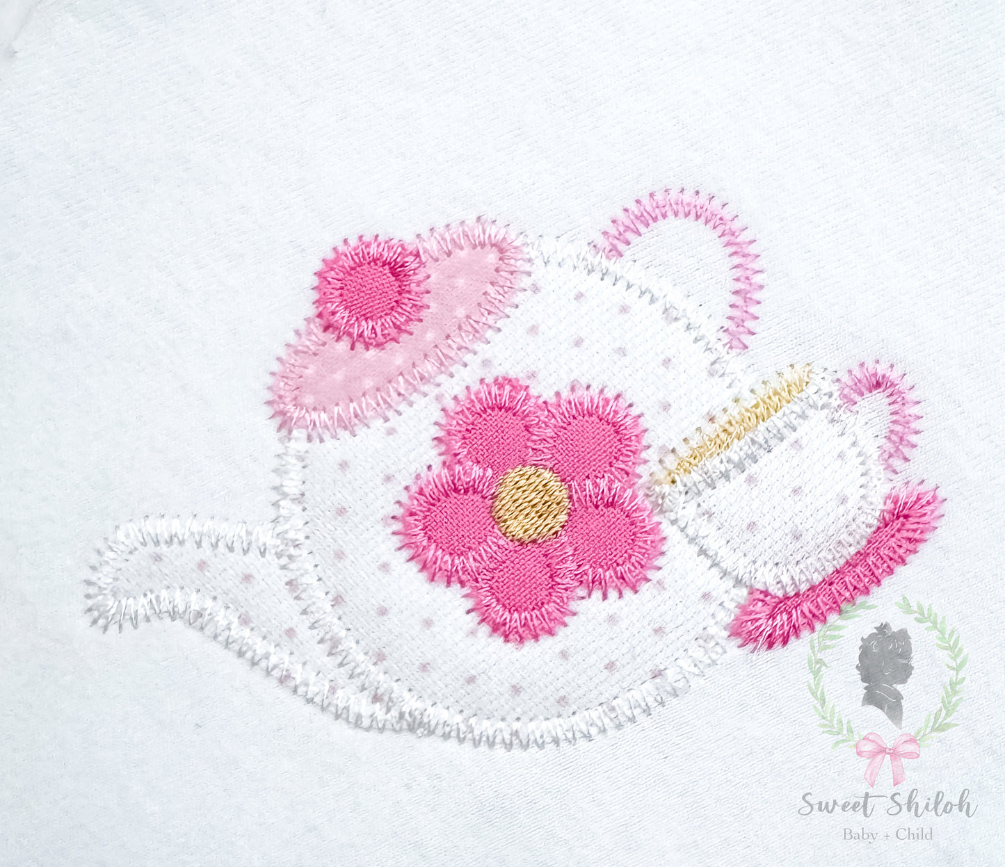 Flower Teapot Zigzag Stitch Applique