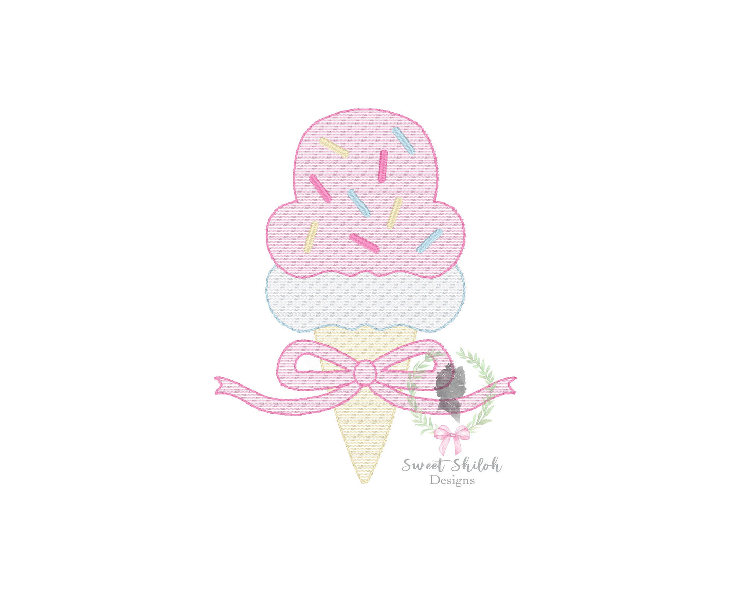 Ice Cream with Bow Sketch
