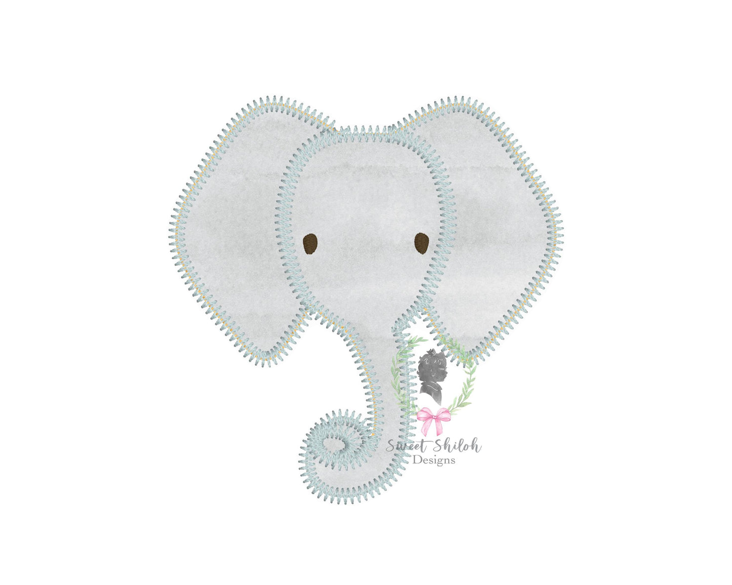 Elephant Head Zigzag Stitch Applique