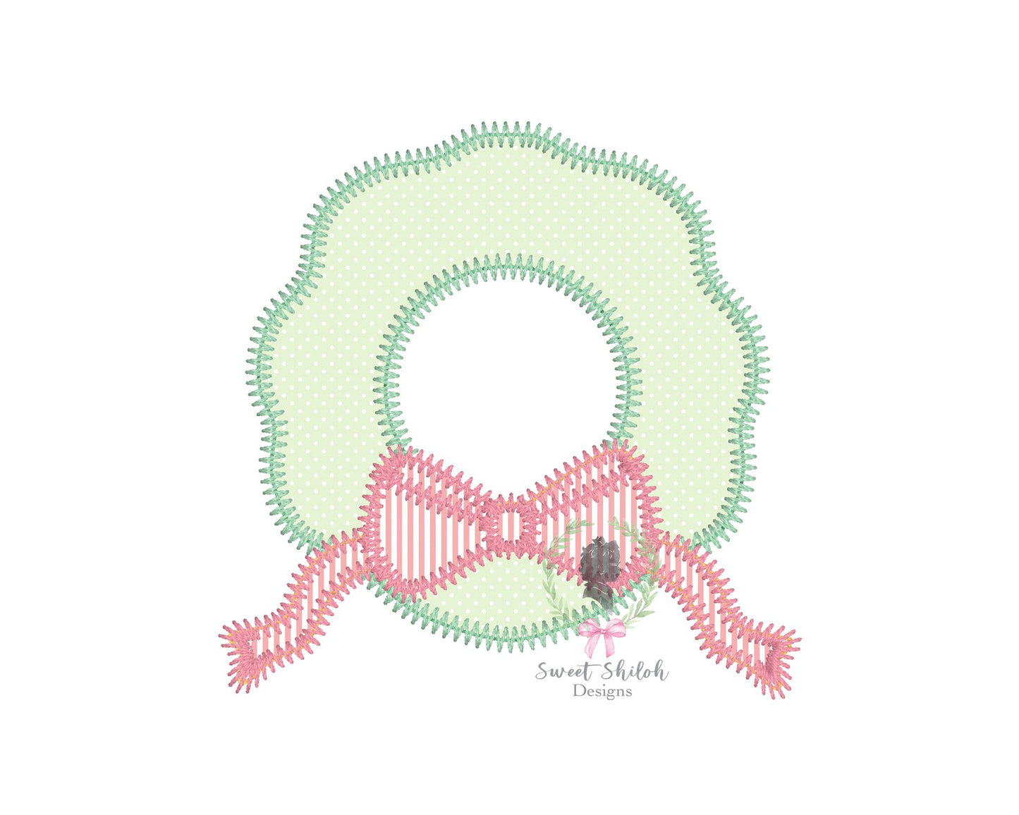 Bow Wreath Zigzag Stitch Applique