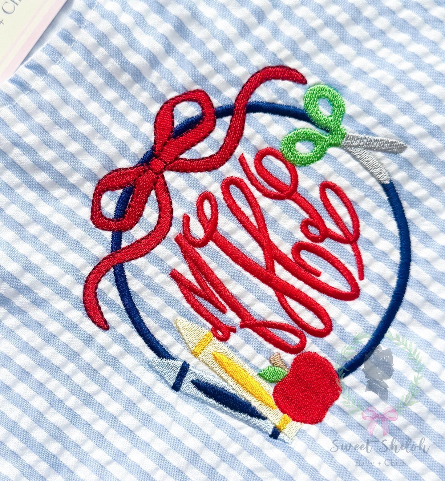 Bow School Apple Crayon Frame Fill