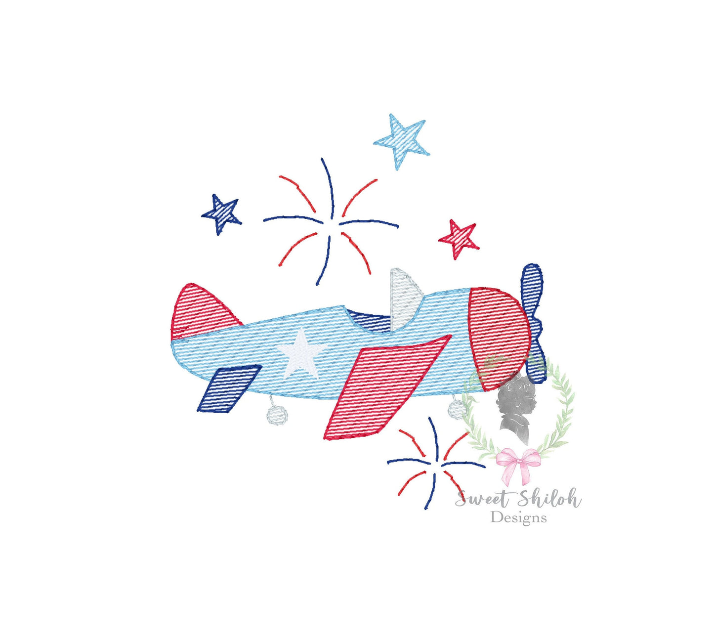 4th of July Airplane Sketch