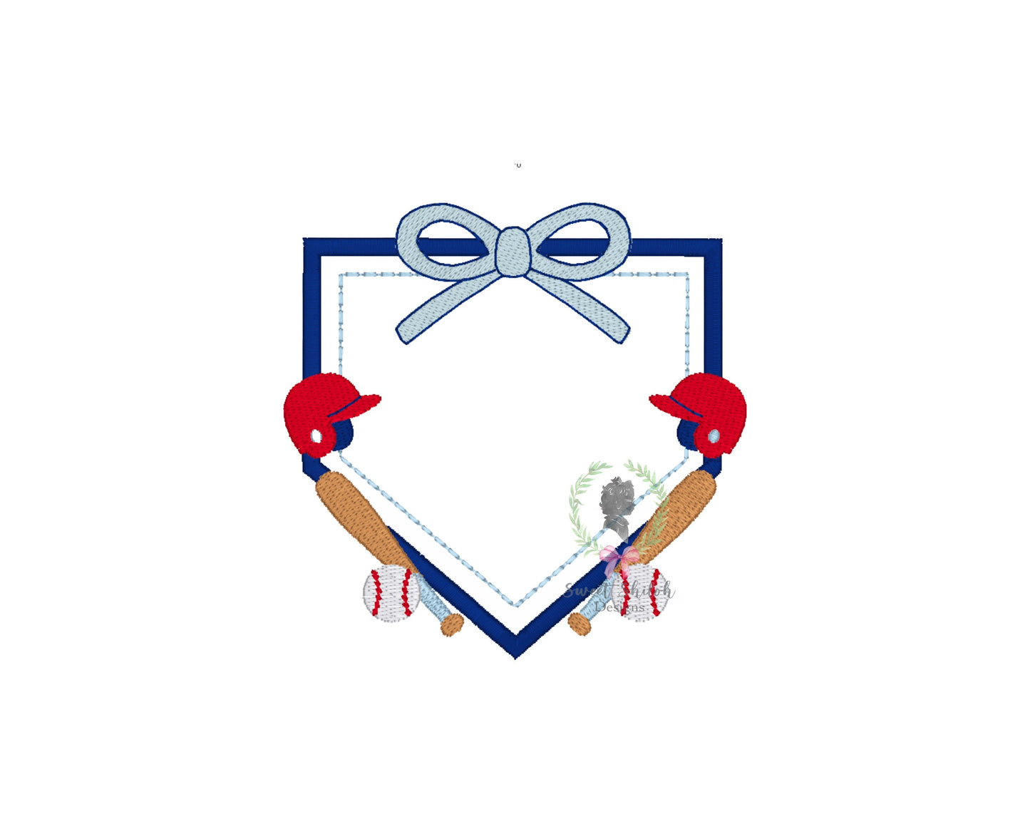 Baseball Bow Diamond Frame Fill
