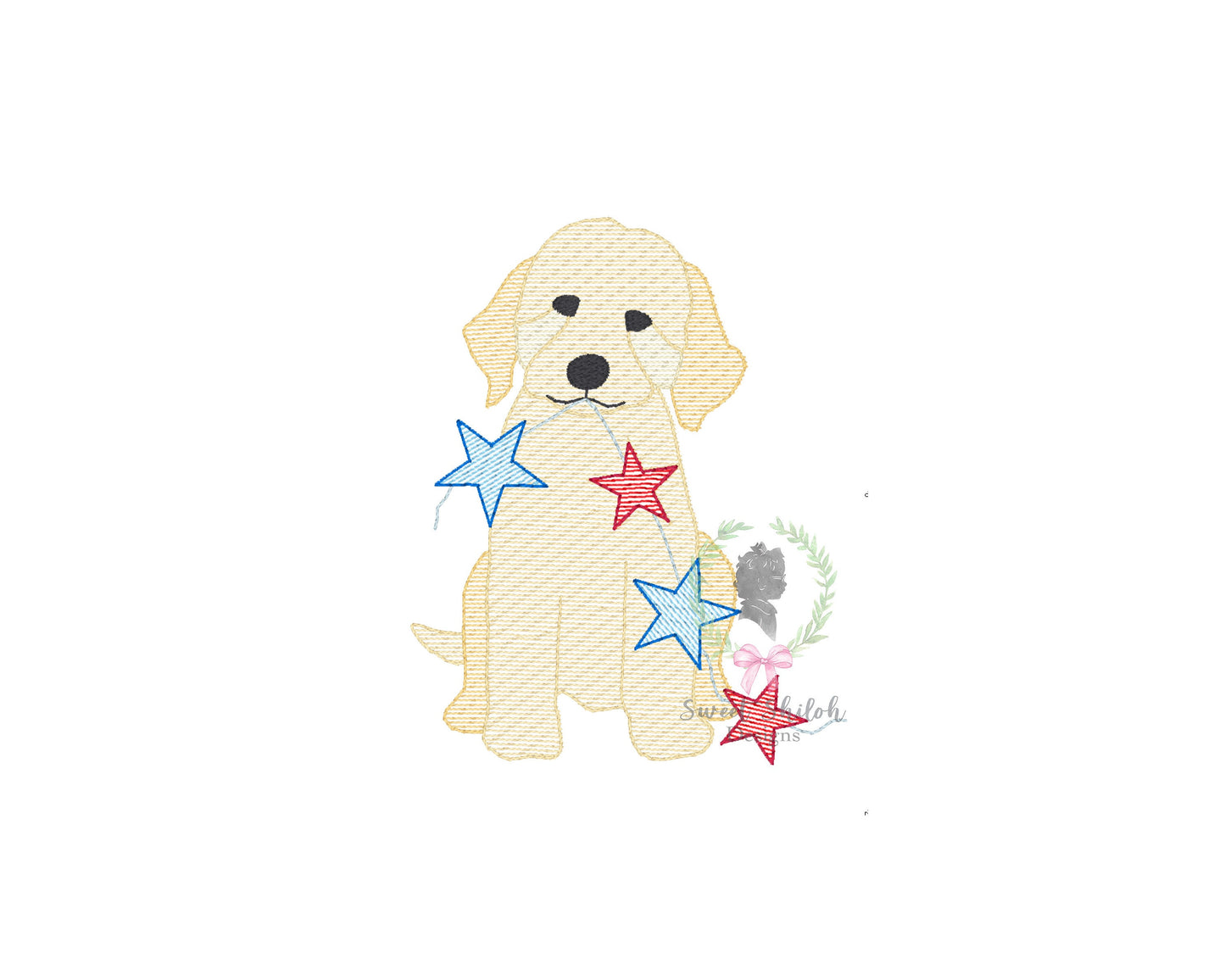 Golden Doodle Star Banner Sketch