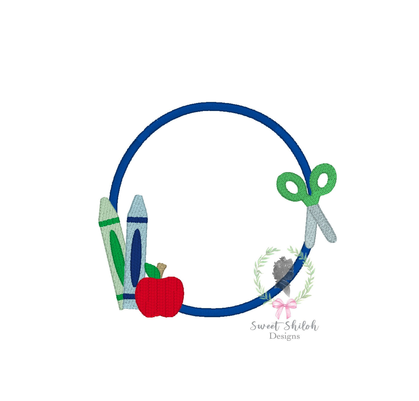 School Apple Crayon Frame Fill