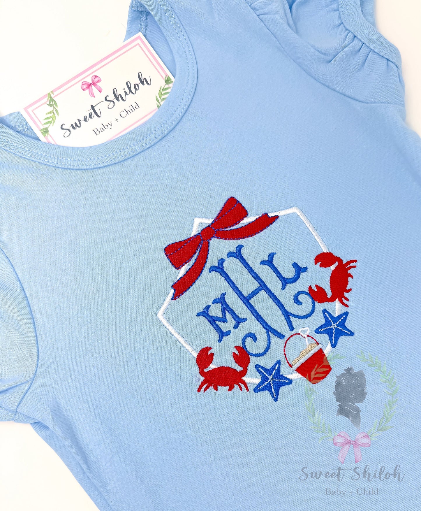 Beach Crab Bow Crest Frame Fill