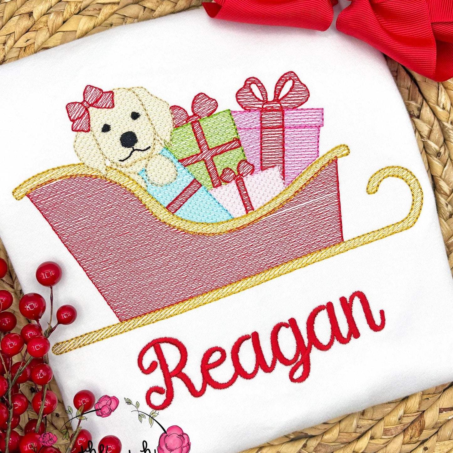 Lab Bow Christmas Sleigh Sketch
