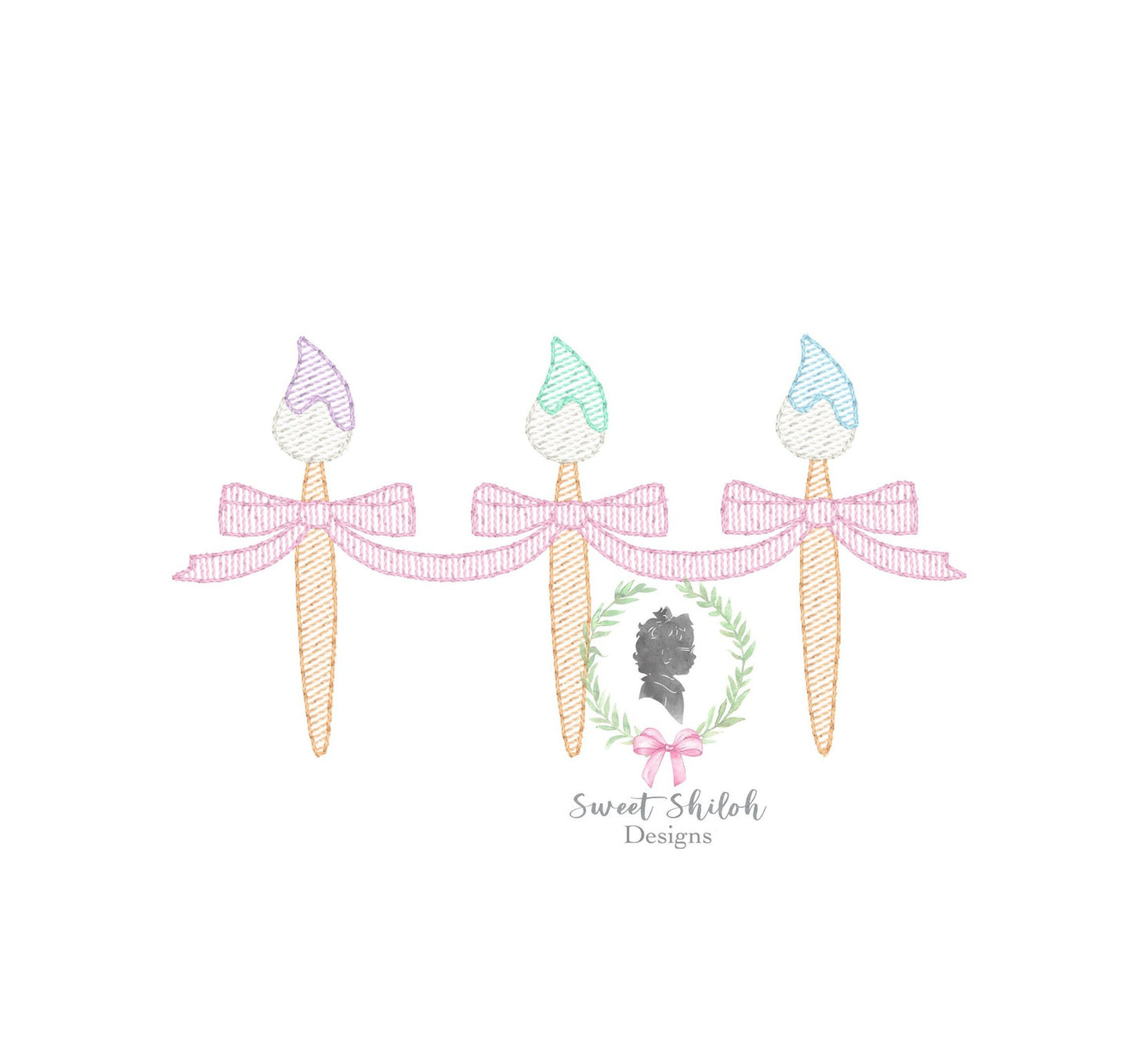 Paintbrush with Bow Trio Sketch
