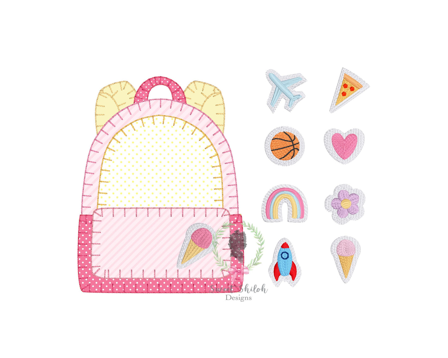 Backpack with Patches Blanket Stitch Applique