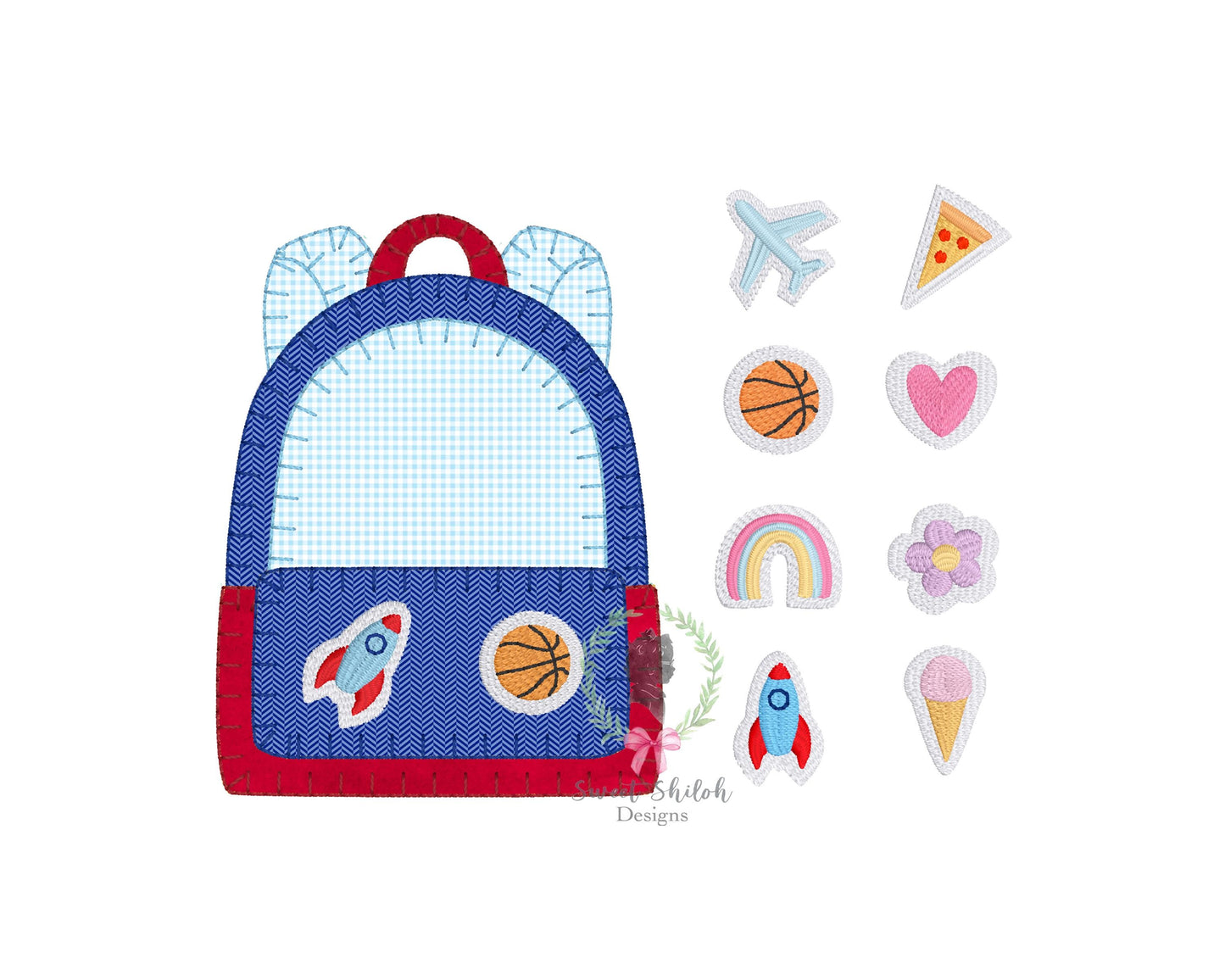 Backpack with Patches Blanket Stitch Applique