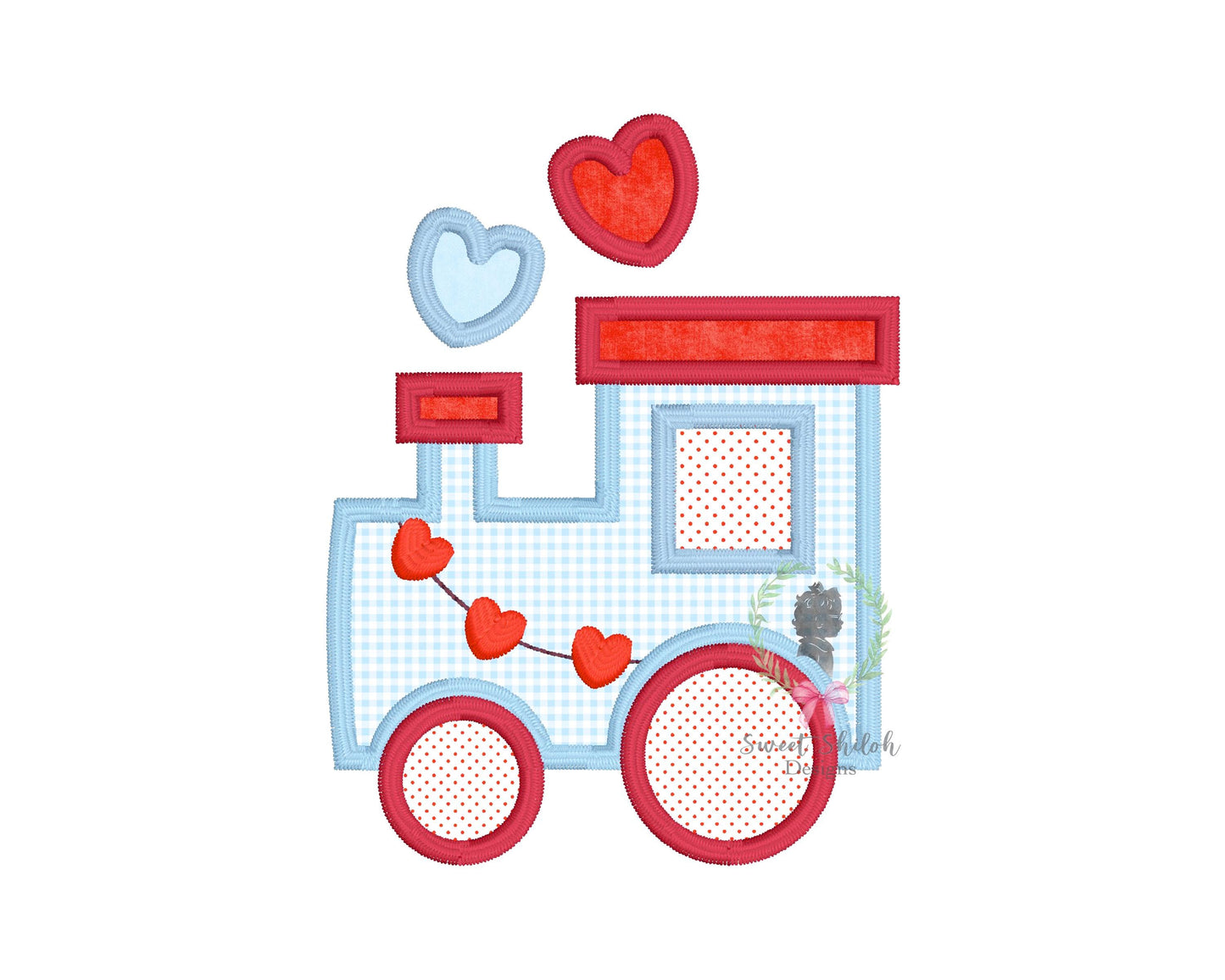 Valentine Train Satin Stitch Applique