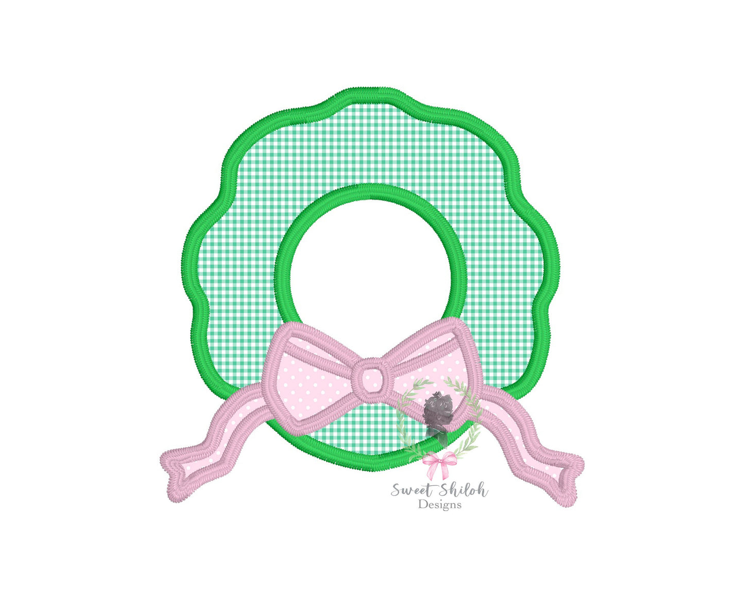 Bow Wreath Satin Stitch Applique