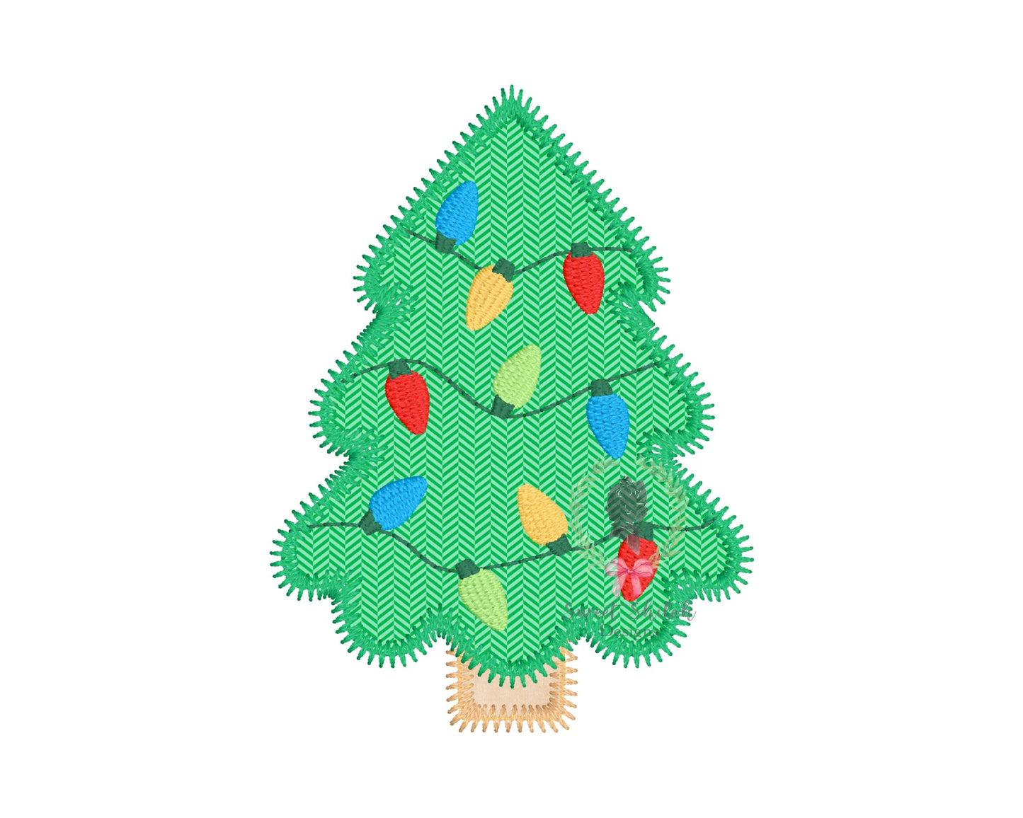 Christmas Tree with Lights Zigzag Stitch Applique
