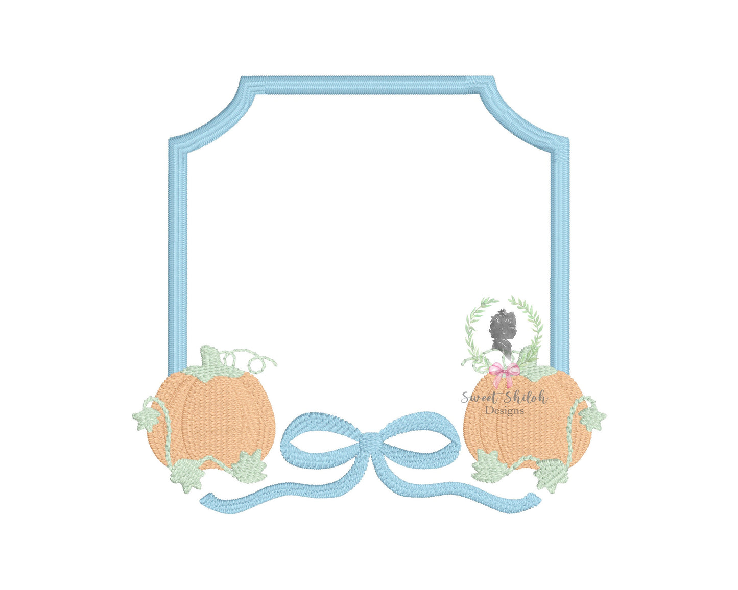 Pumpkin Bow Embroidery Crest Frame Fill
