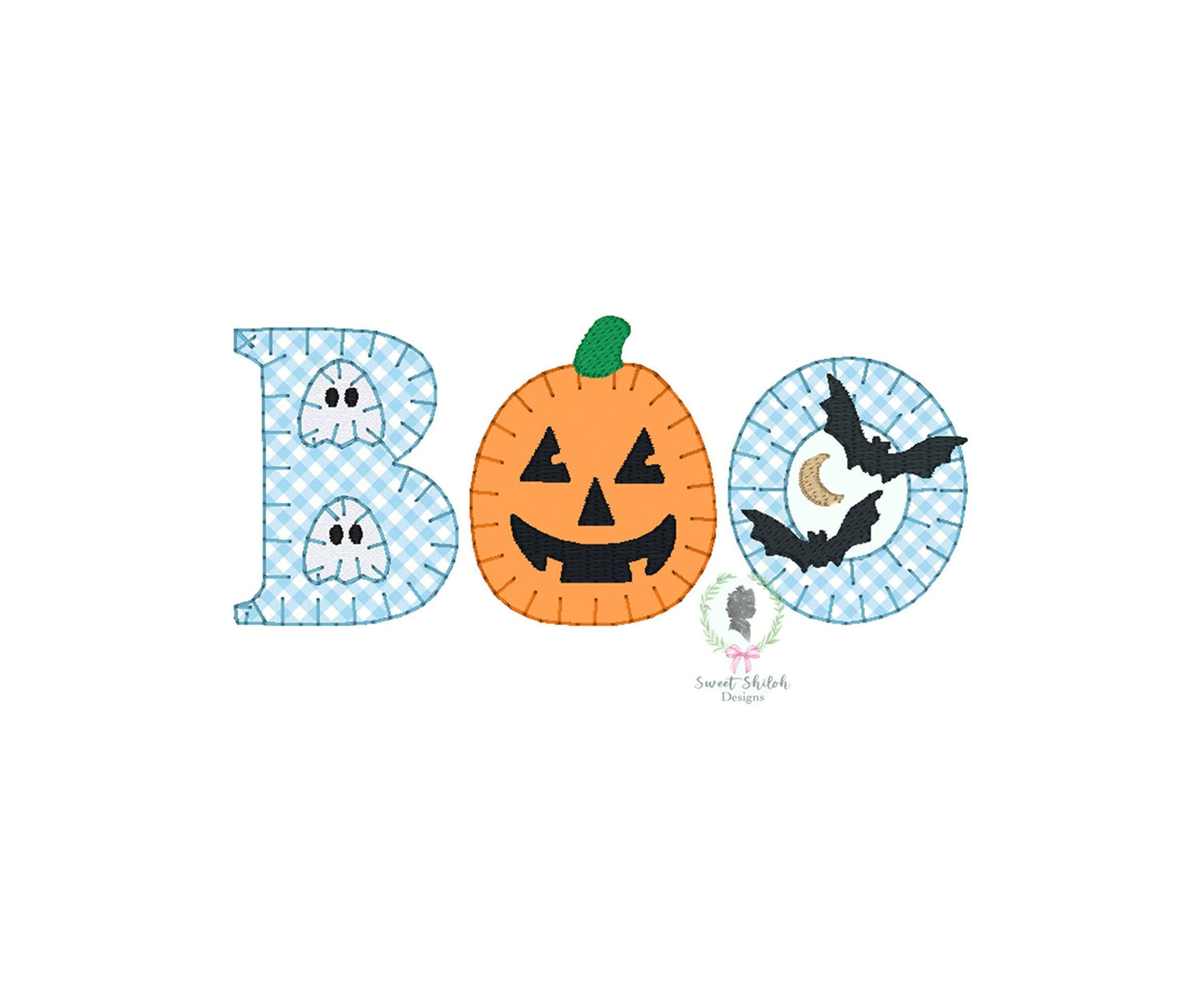 Halloween Boo Blanket Stitch Applique