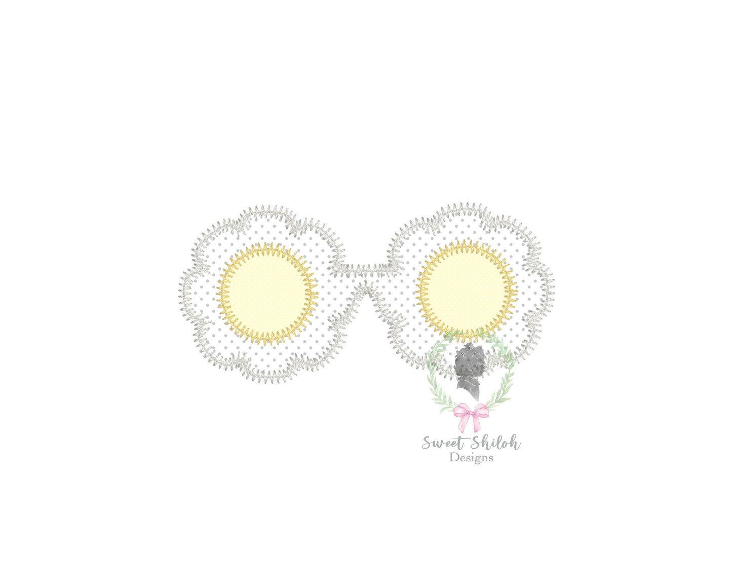 Flower Sunglasses Zigzag Stitch Applique