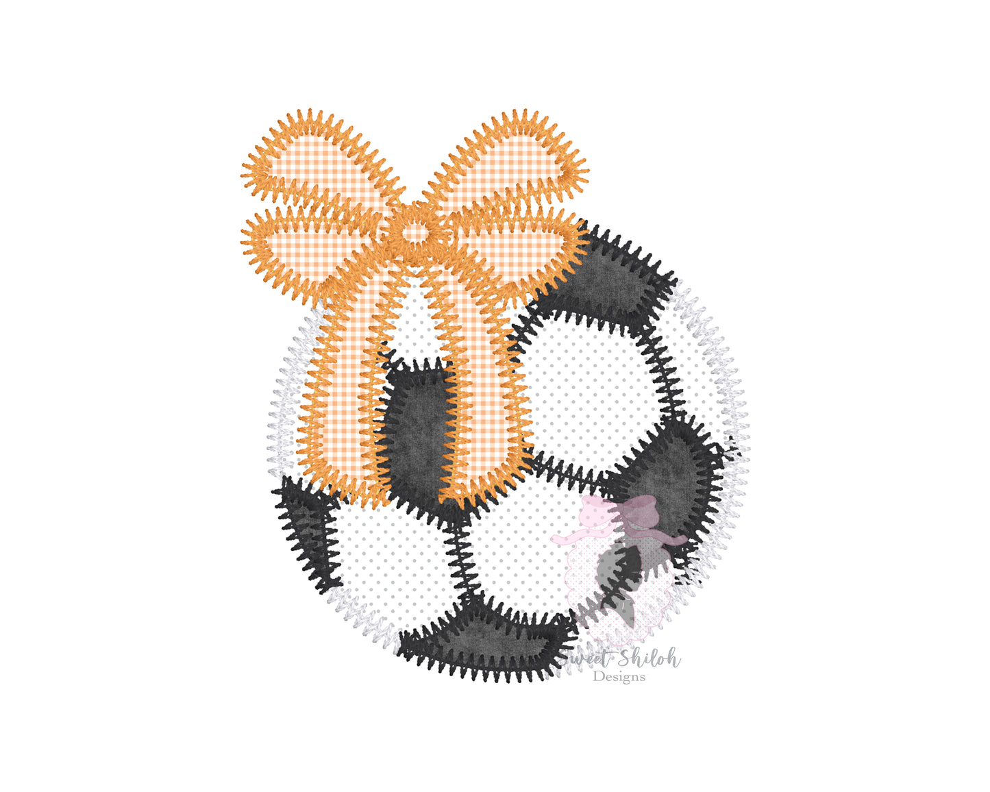 Soccer Ball with Bow Zigzag Stitch Applique
