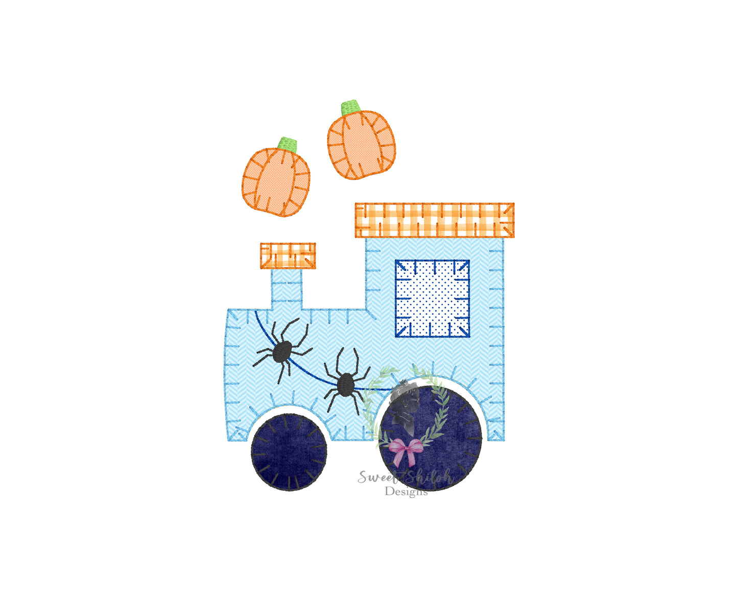 Halloween Spider Train Blanket Stitch Applique