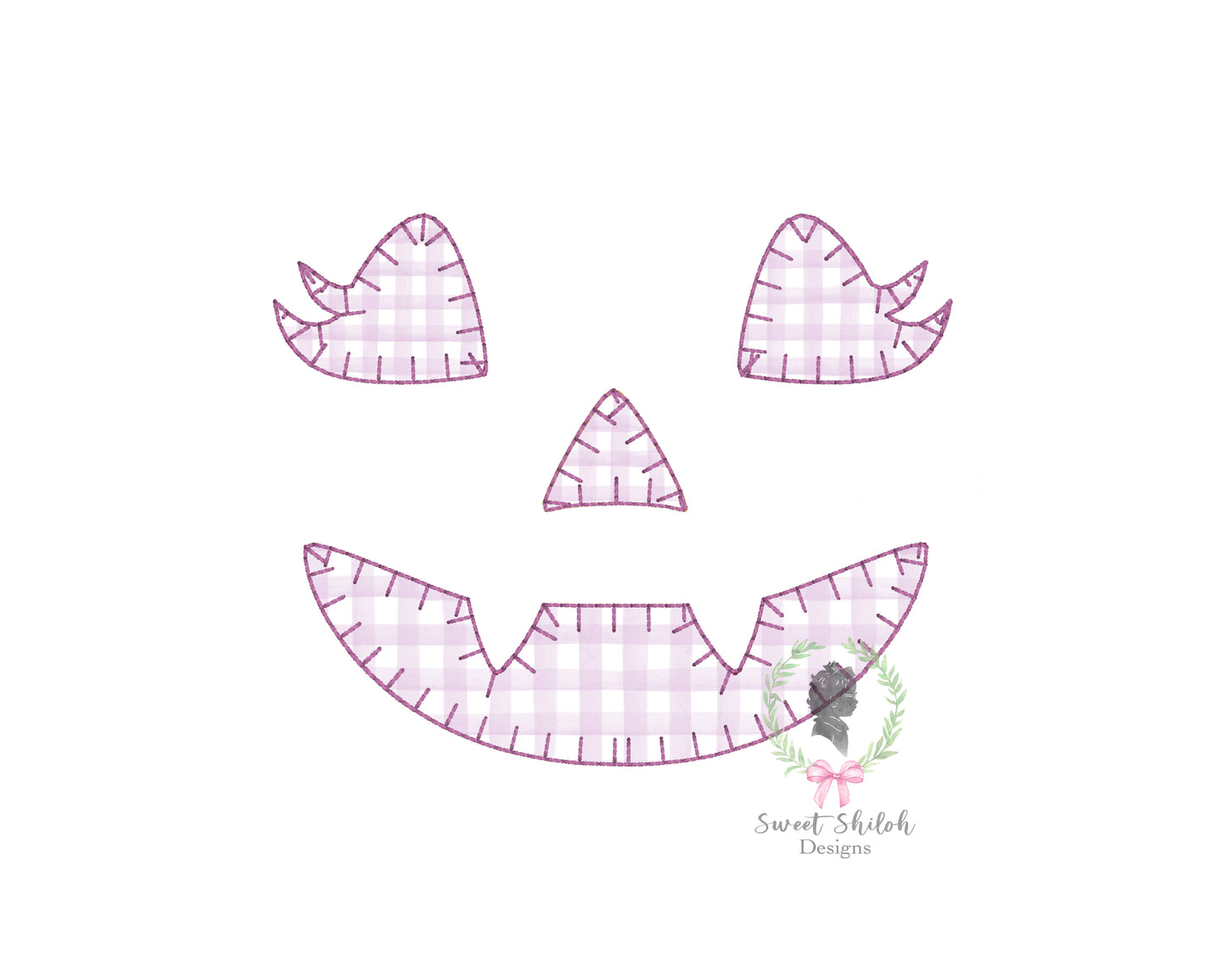 Vampire Girl Jack O' Lantern Face Blanket Stitch Applique