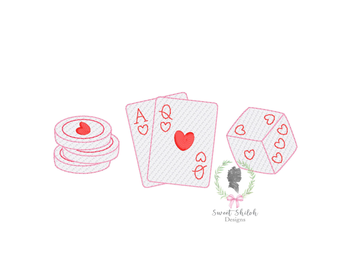 Hearts Playing Card Trio Sketch