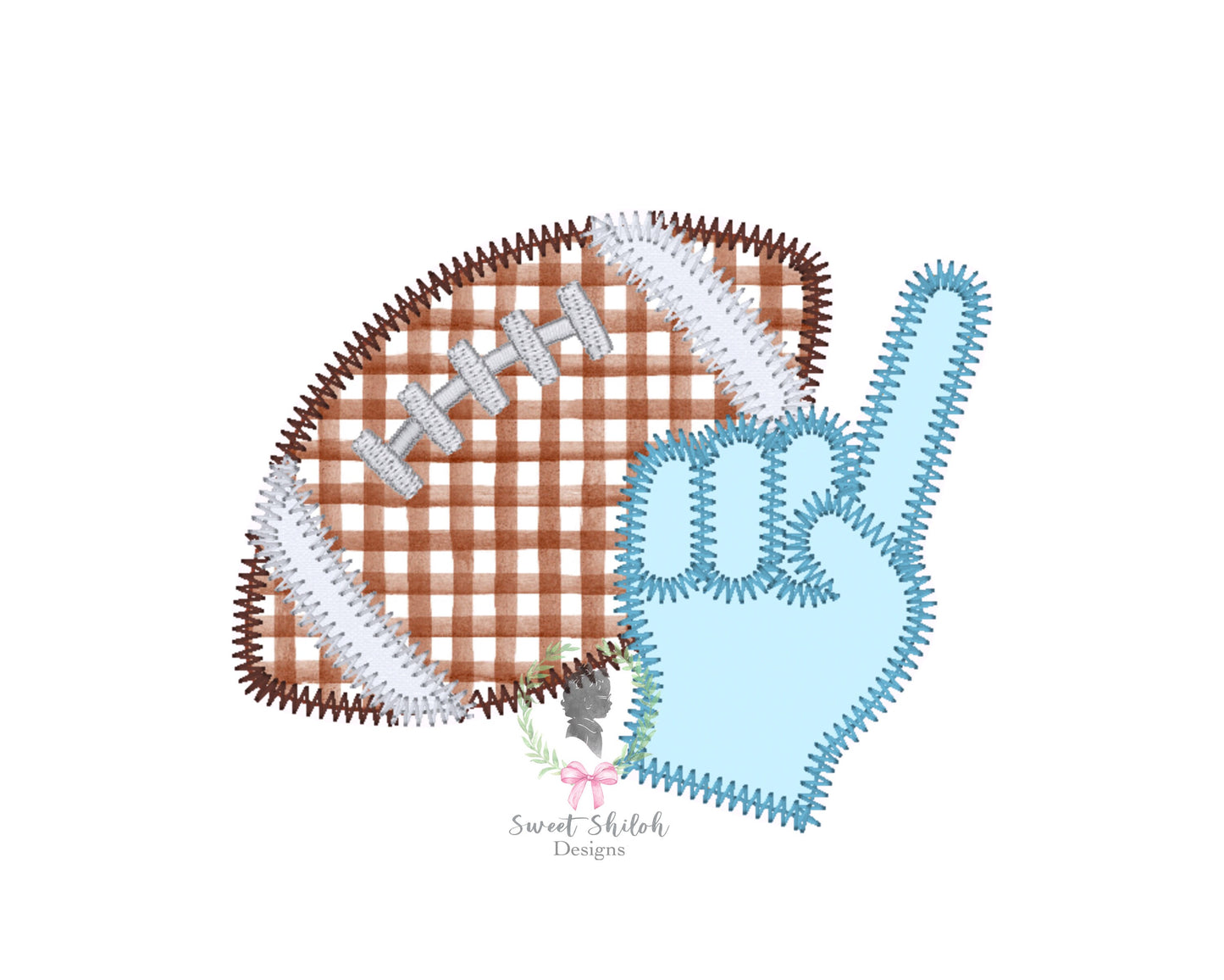 Football Foam Finger Zigzag Stitch Applique