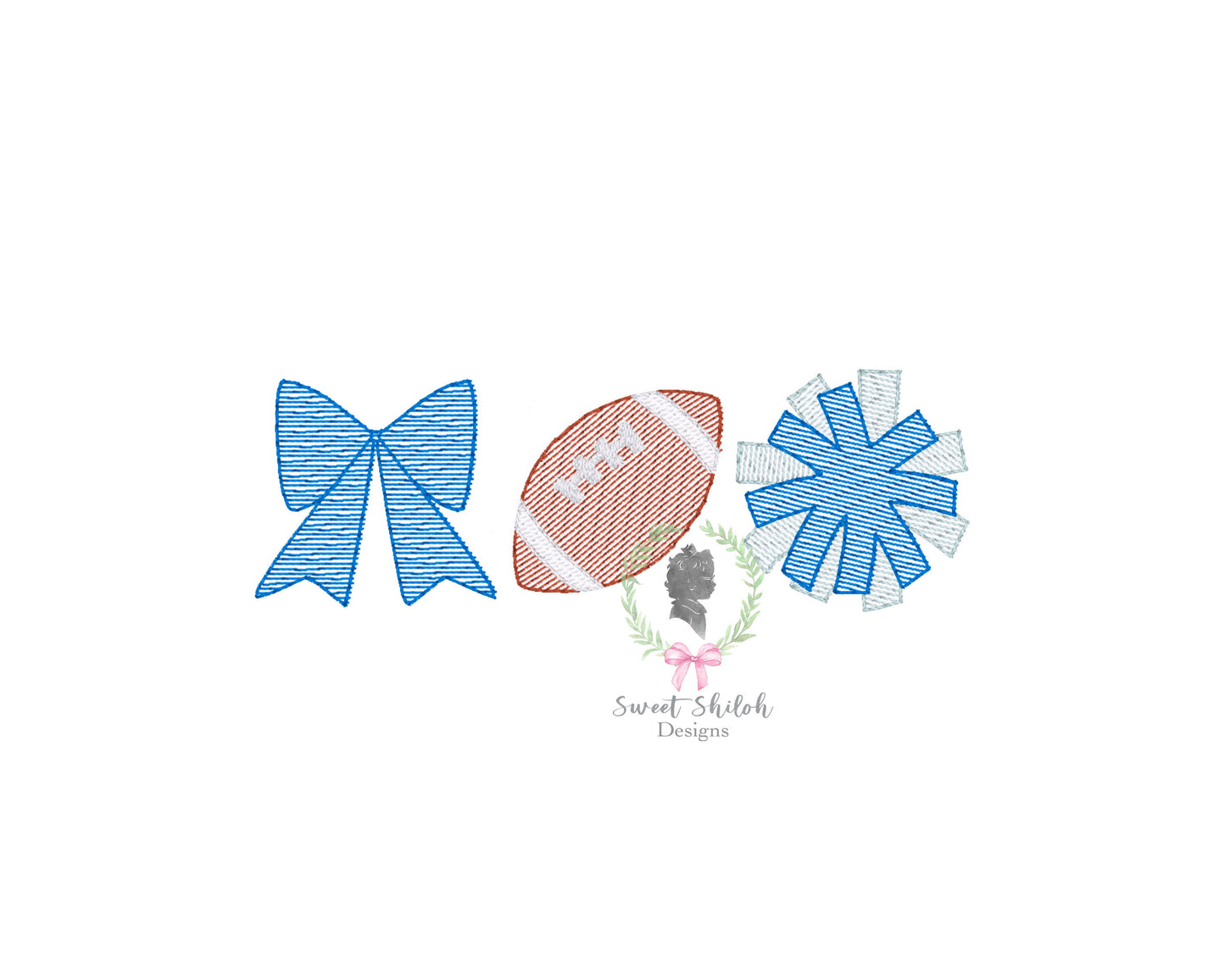Football Cheer Bow Trio Sketch