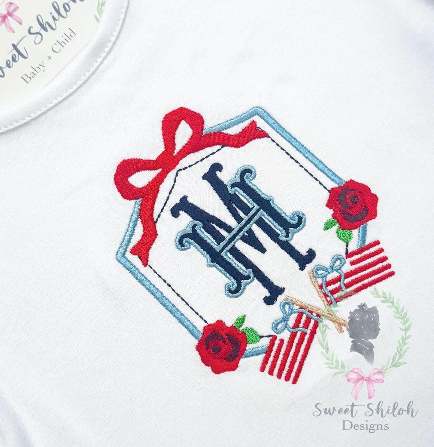 American Flag Rose Bow Frame Fill