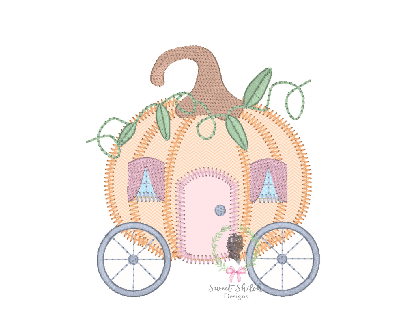 Fairytale Pumpkin Carriage Zigzag Stitch Applique