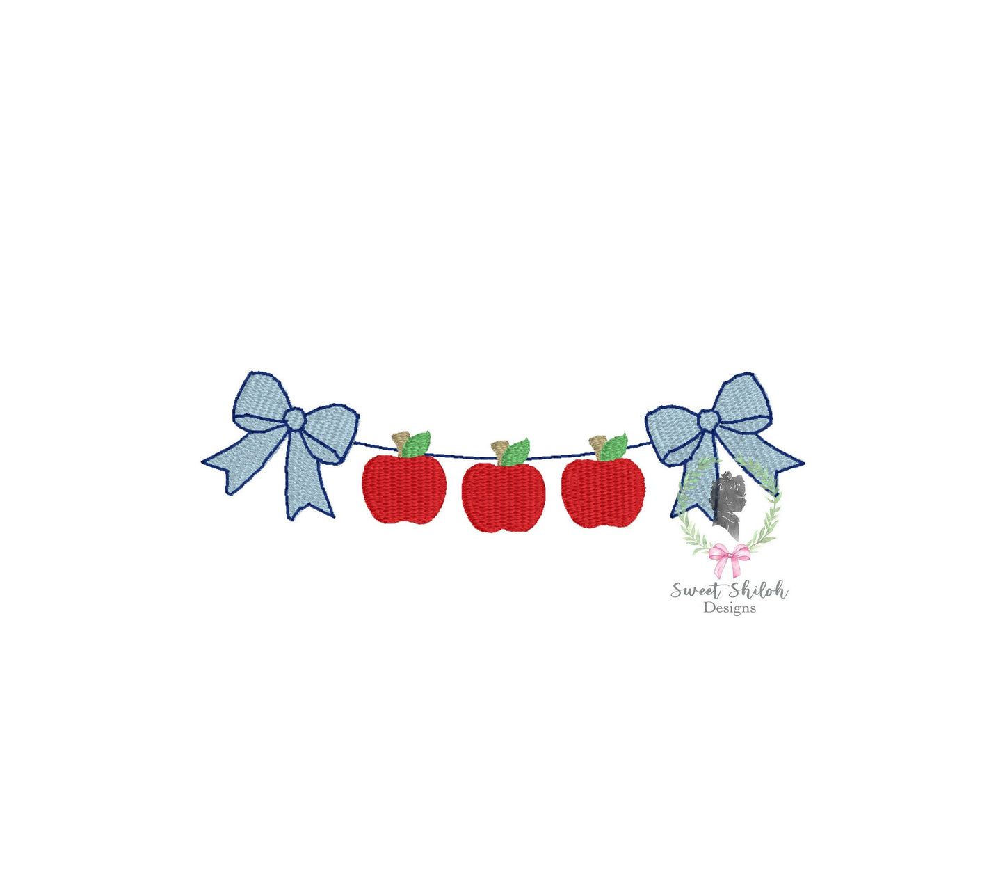 Apple Trio with Bow Bunting Frame Fill