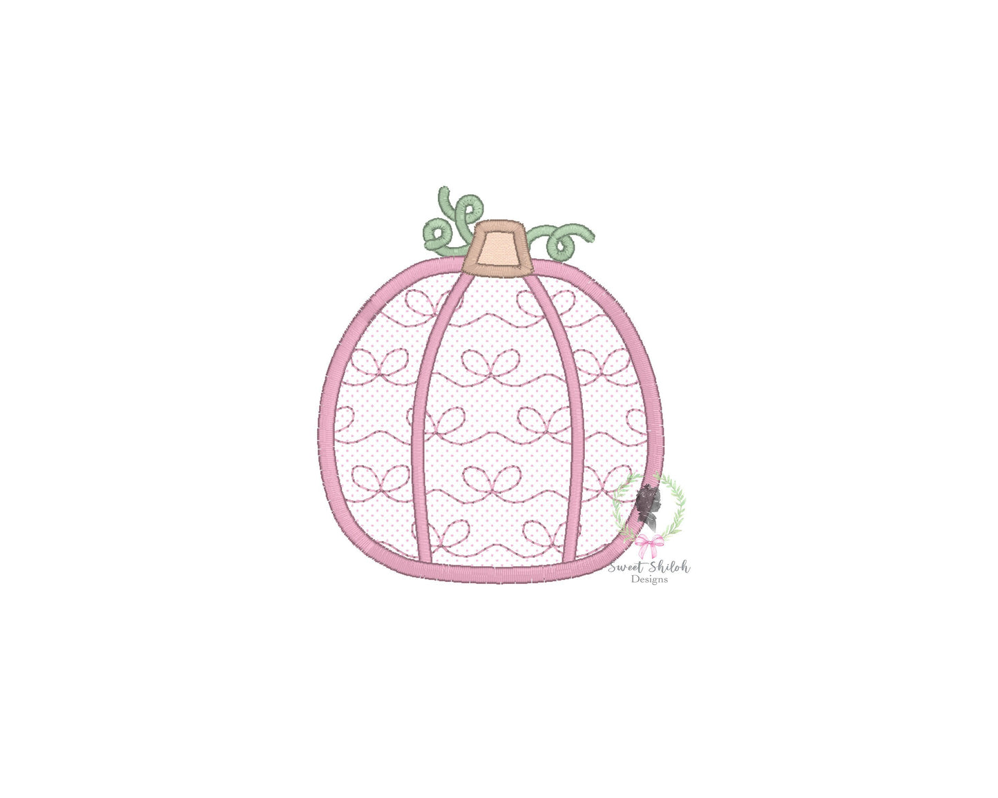 Bow Pattern Pumpkin Satin Stitch Applique