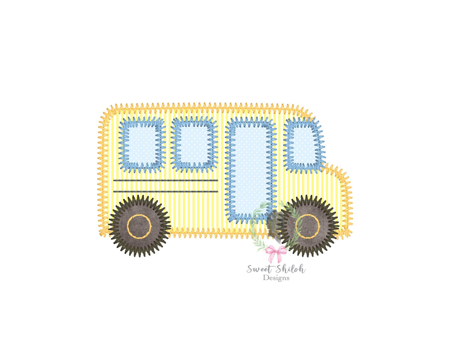 School Bus Zigzag Stitch Applique