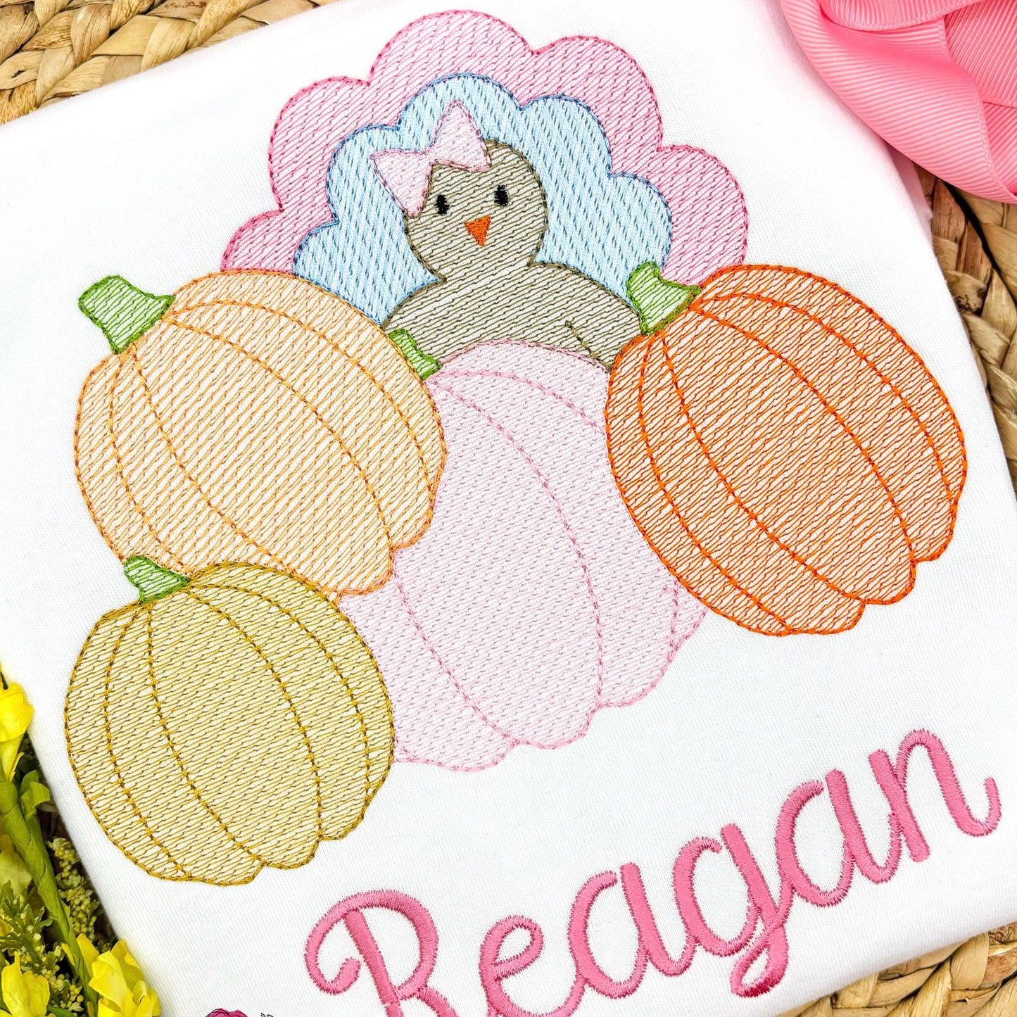 Pumpkin Patch Bow Turkey Sketch