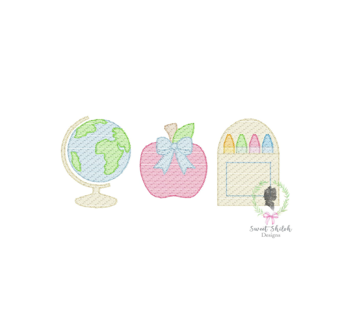 School Supply Bow Trio Sketch