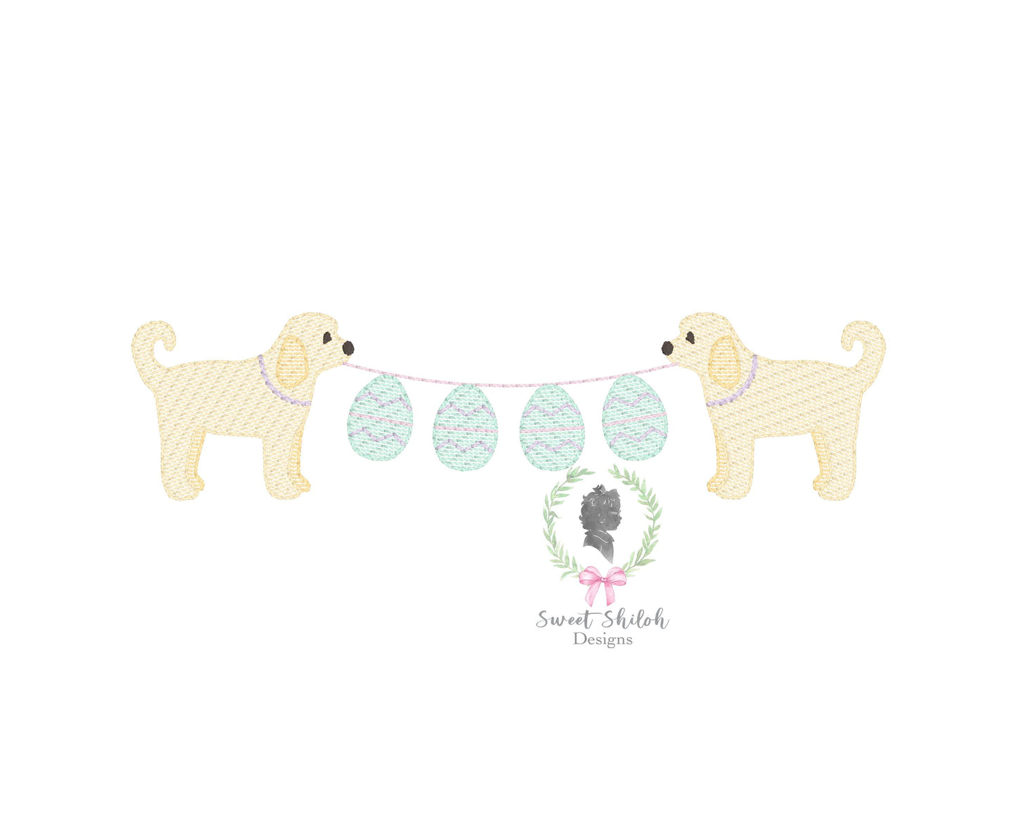 Golden Doodle Easter Egg Bunting Frame Sketch