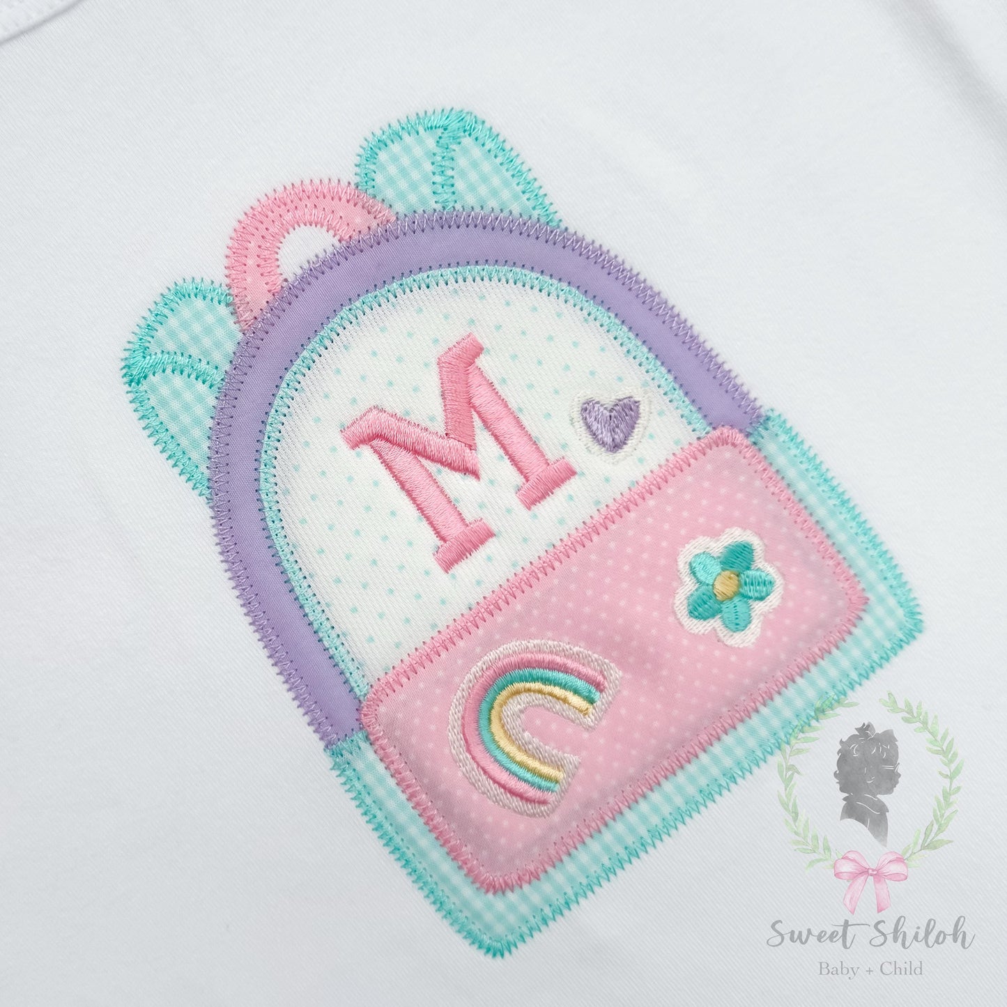 Backpack with Patches Zigzag Stitch Applique