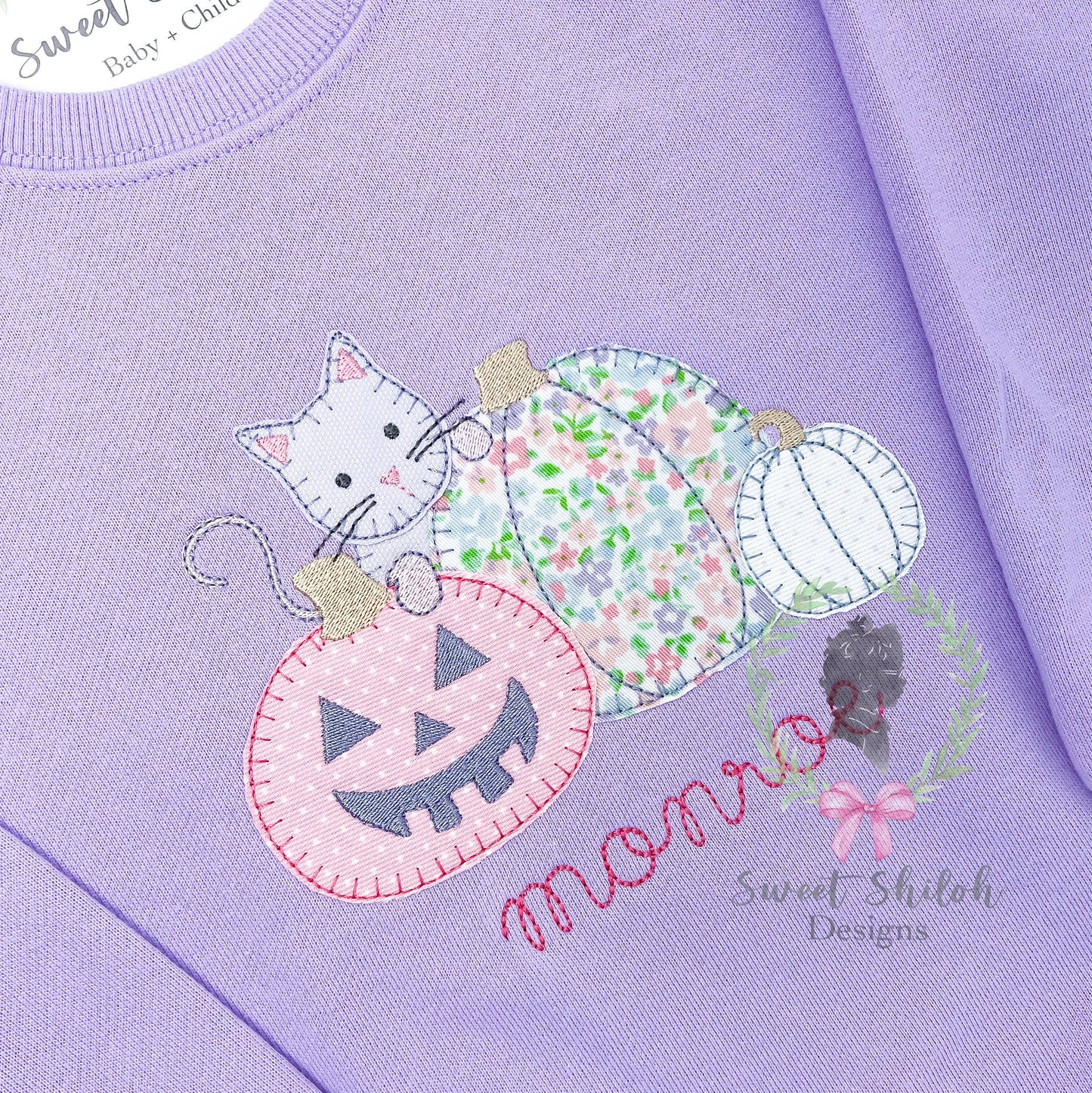 Kitten Pumpkin Patch Blanket Stitch Applique