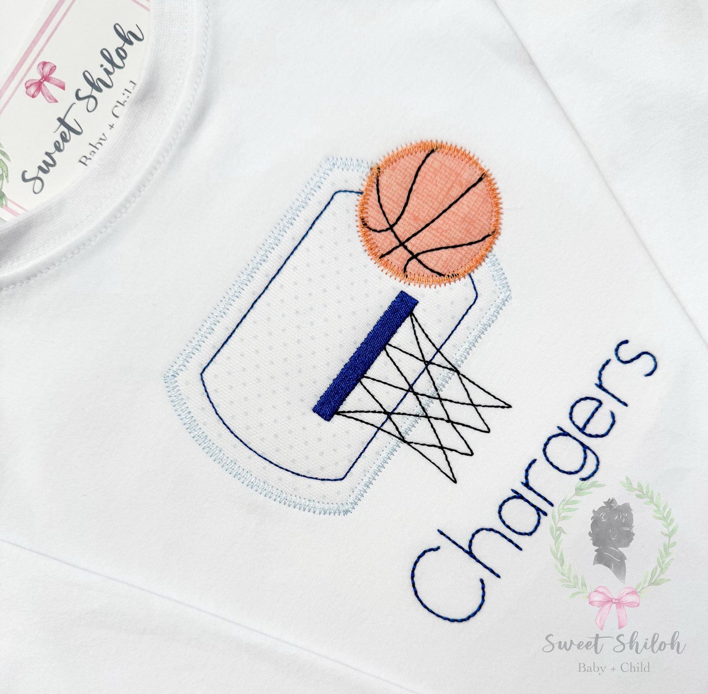 Basketball Hoop Zigzag Stitch Applique