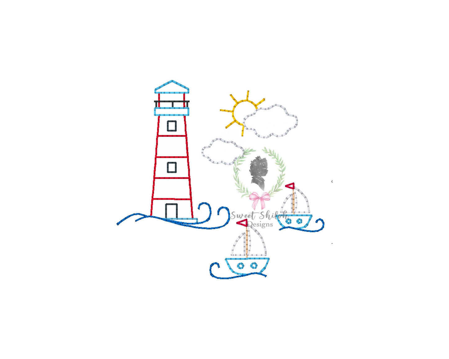 Lighthouse Sailboat Vintage