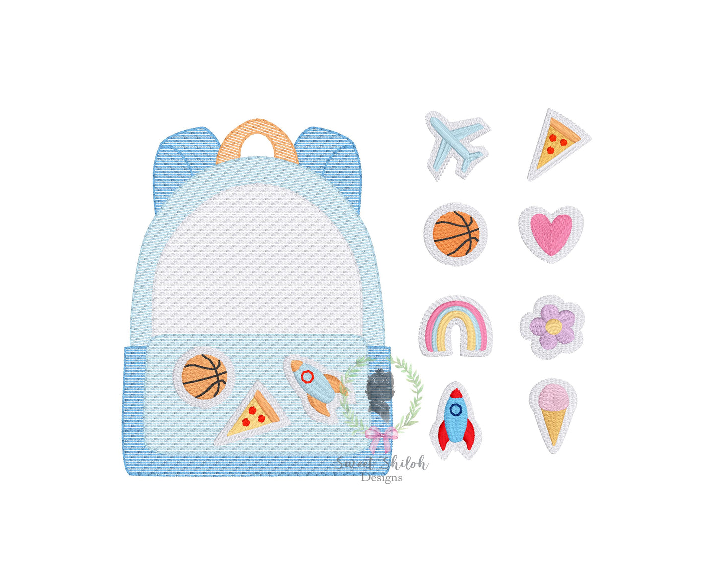 Backpack with Patches Sketch