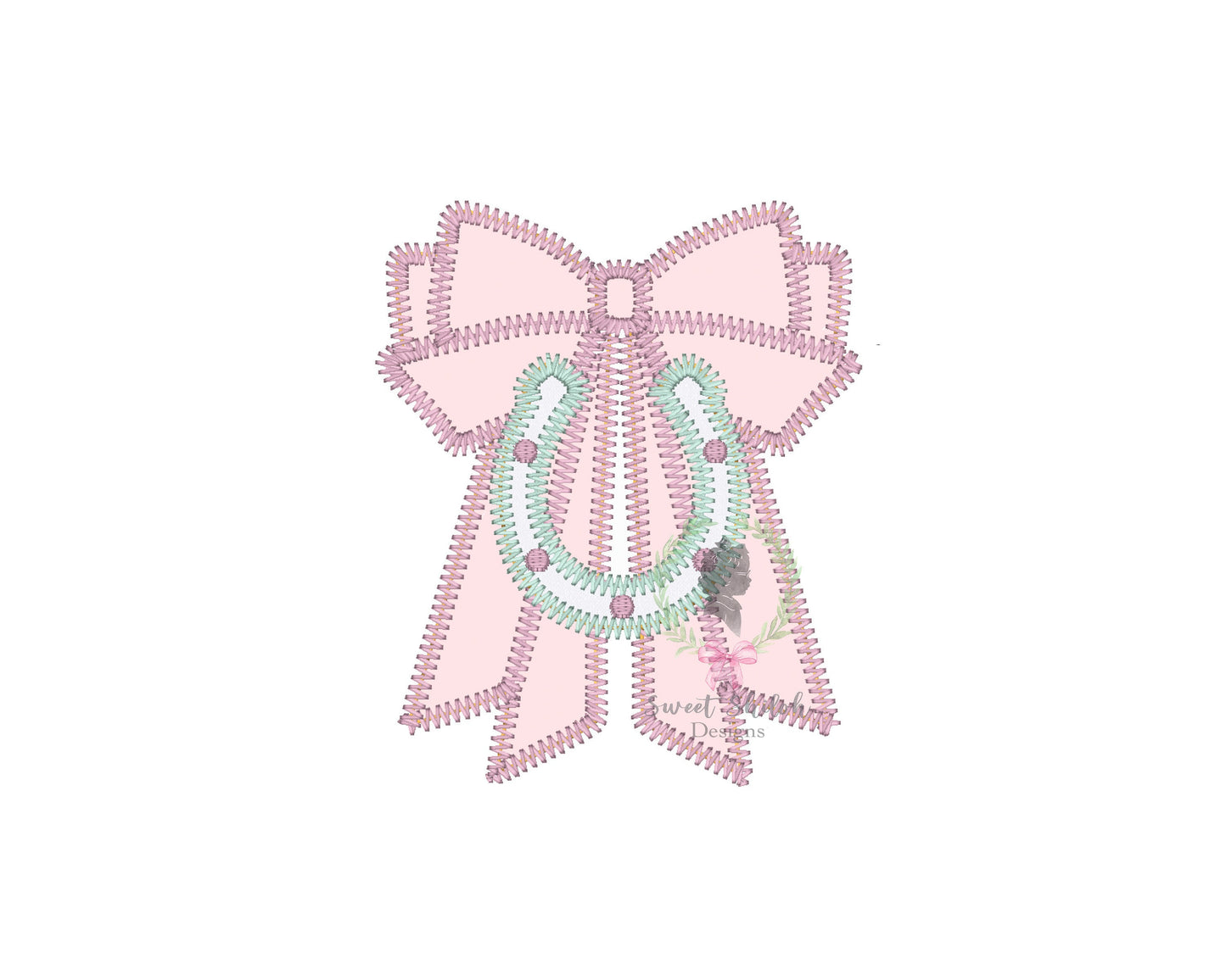 Derby Bow Horse Shoe Zigzag Stitch Applique
