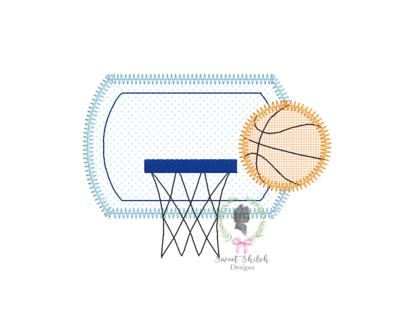 Basketball Hoop Zigzag Stitch Applique
