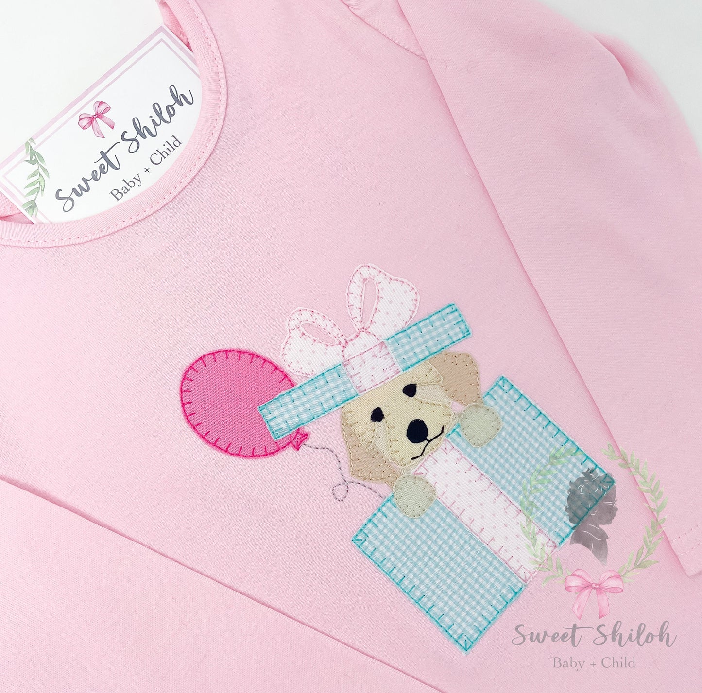 Golden Doodle Birthday Present Blanket Stitch Applique