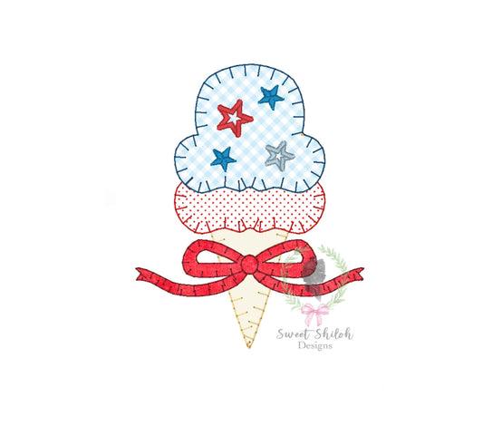 4th of July Ice Cream Blanket Stitch Applique