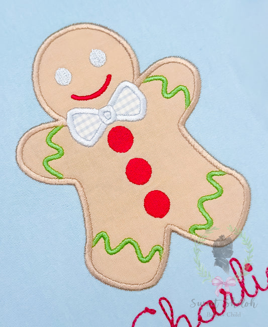 Gingerbread Bow Tie Satin Stitch Applique