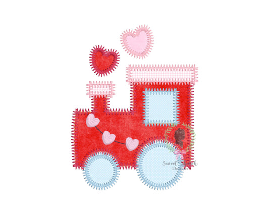 Valentine Train Zigzag Stitch Applique