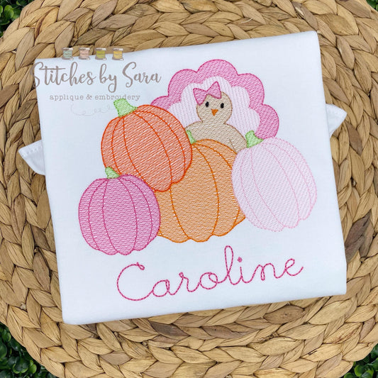 Pumpkin Patch Bow Turkey Sketch