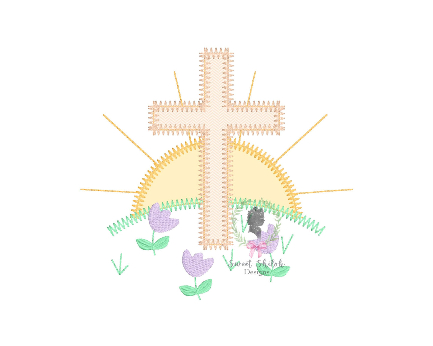 Easter Sunday Cross Zigzag Stitch Applique