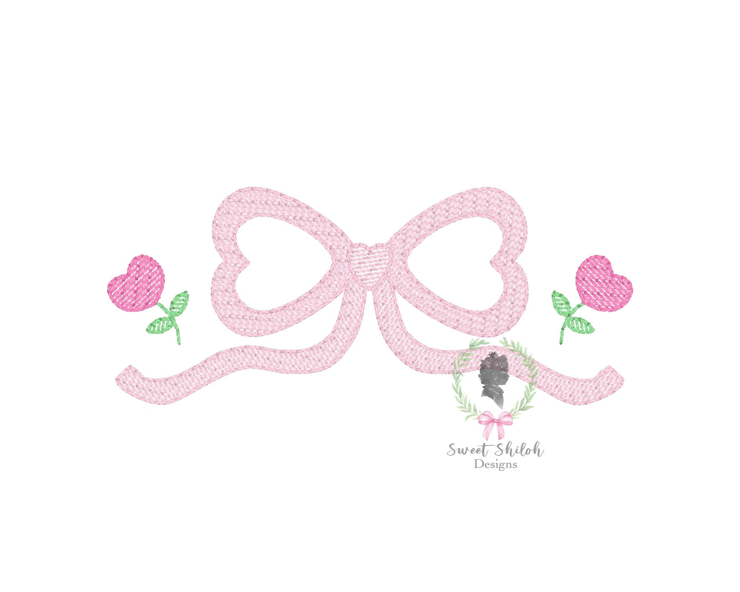 Valentine's Day Heart Bow Frame Sketch