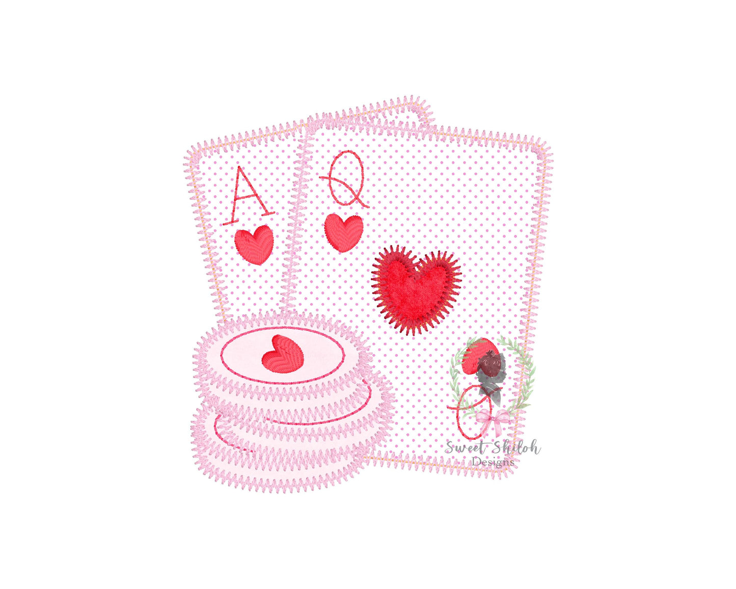 Valentine Playing Card Zigzag Stitch